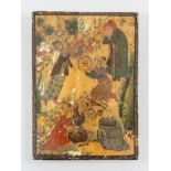 Placca orientale in avorio, raffigurante scene di vita. Arte orientale, XIX secolo. Cm 8,5x6,5. Lott