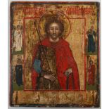 Icona, raffigurante San Giorgio. Impreziosita da quattro figure laterali di santi. Arte ortodossa, p