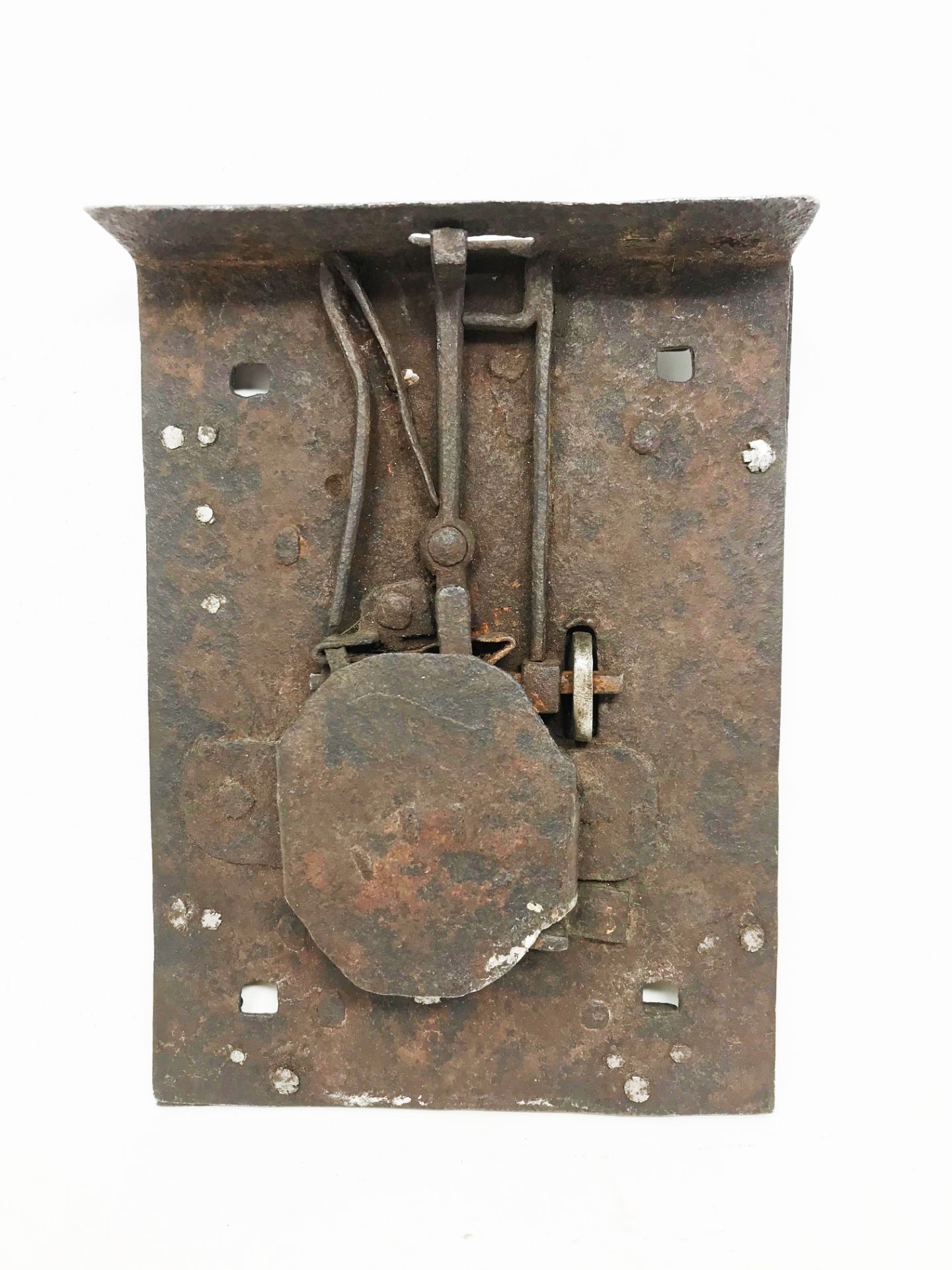 Double lock for a chest with a hasp and a dead bolt under the faceplate, moulded frame with a frieze - Image 2 of 2