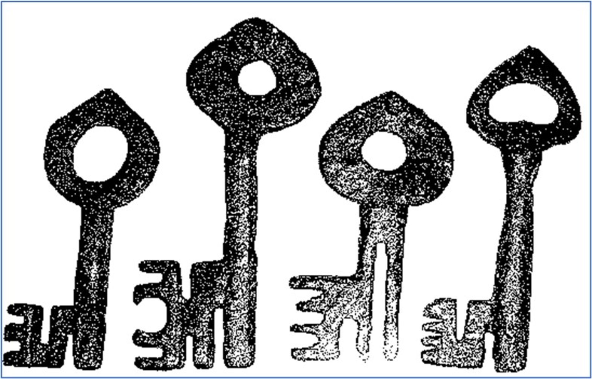 Four gothic keys5, 4 - 5, 25 - 6,34 - 6,90 cm. Part of the chapter "From the Time of the - Image 3 of 3