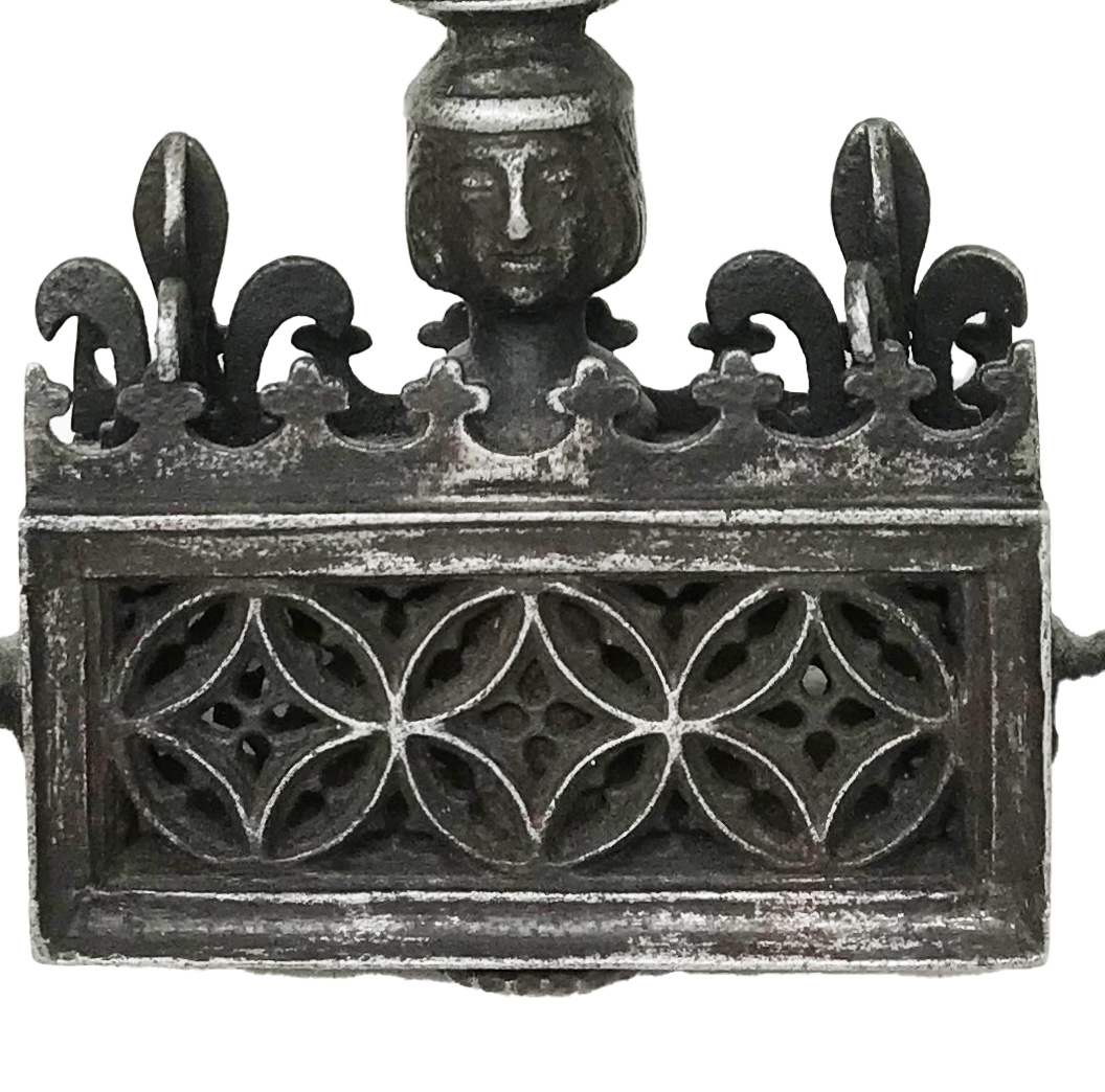 Neo-Gothic iron escarcella mount with two rings, joined by a spacer forming an orbiting cage - Bild 3 aus 3