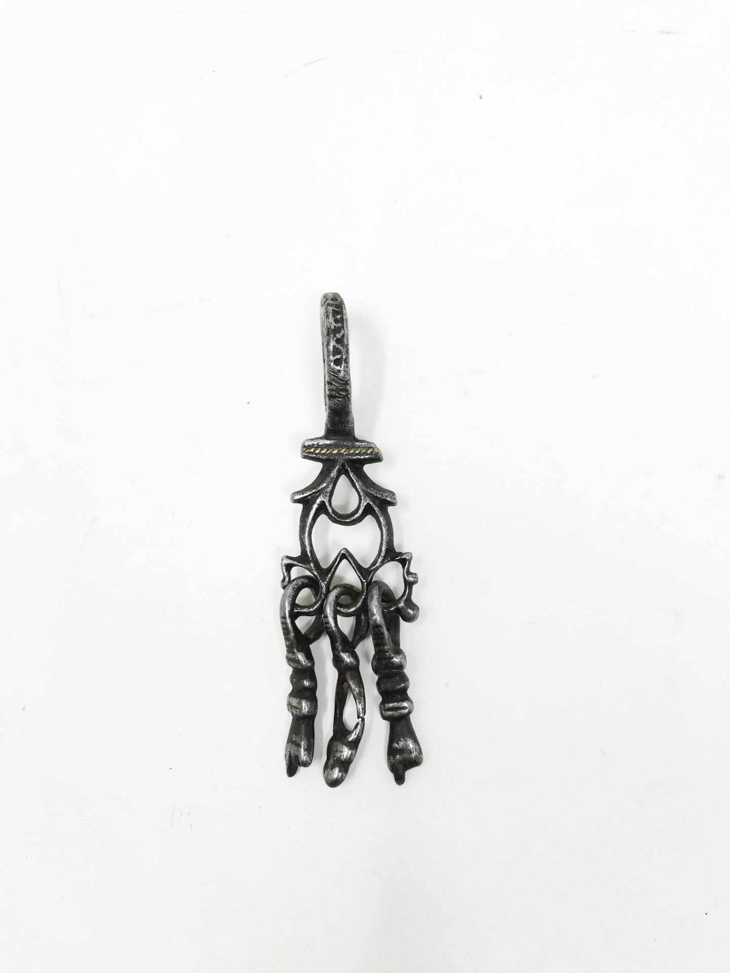 Hermaphroditic amulet, known as a "devil hunter" for the protection of the couple. Wrought iron, - Image 2 of 3