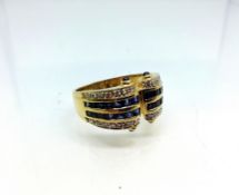 Brillant Saphir Damenring, um 1980