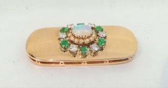 Brillant Opal Smaragd Brosche