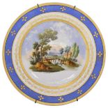 Russian decorative plate with an architectural landscape, Classical style. - Russia, A.G. Popov’s fa