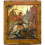Russian icon "Saint George Slaying the Dragon". - Russia, 18-19th cent. - 44x37 cm.