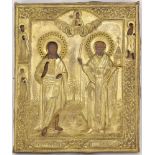 Russian icon "Saint Nicholas of Mozhaysk and Saint John the Forerunner". - Russia, 19th cent. - 32,5