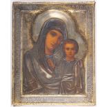 Russian icon "Our Lady Hodegetria of Kazan", silver oklad. - Russia, 19th cent. - 22,5x18 cm.