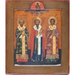 Russian icon "Three Holy Hierarchs (St. Gregory the Theologian, St. Basil the Great, and St. John Ch