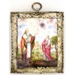 Russian finift icon "Saint Apollinaris of Ravenna and Saint Lyubov (Love) ". - Russia, 19th cent. -