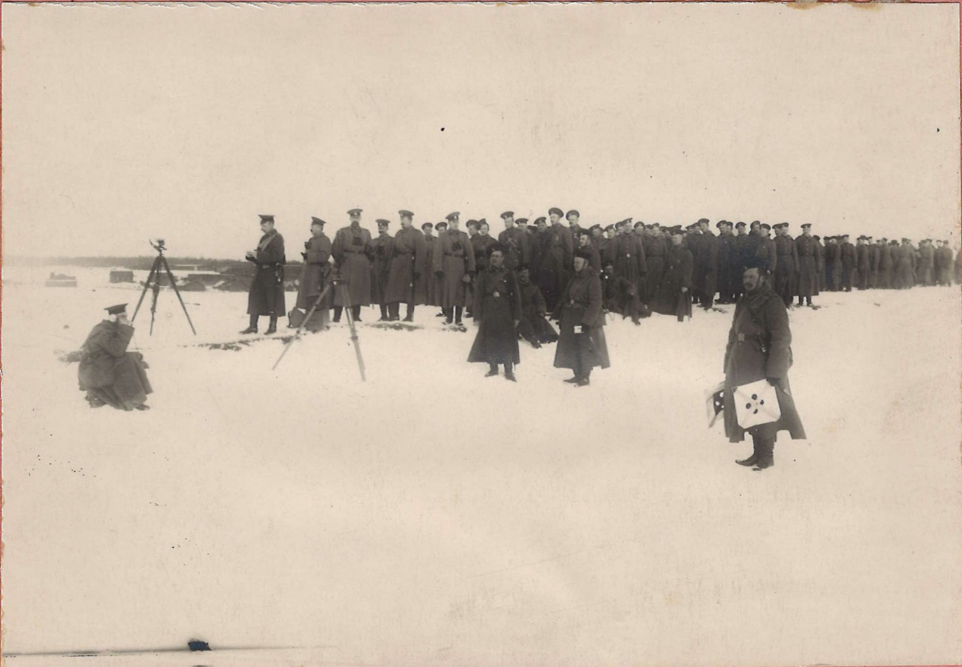 [Russian Empire]. Photograph "A column of soldiers during a shooting session on the Neva. Lifeguards