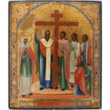 Russian icon "Elevation of the True and Life Giving Cross". - Russia, 19th cent. - 30x25,5 cm.