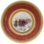 Russian decorative plate “Napoleon’s retreat from Moscow”. - Russia, 19th-early 20th cent. - Diamete