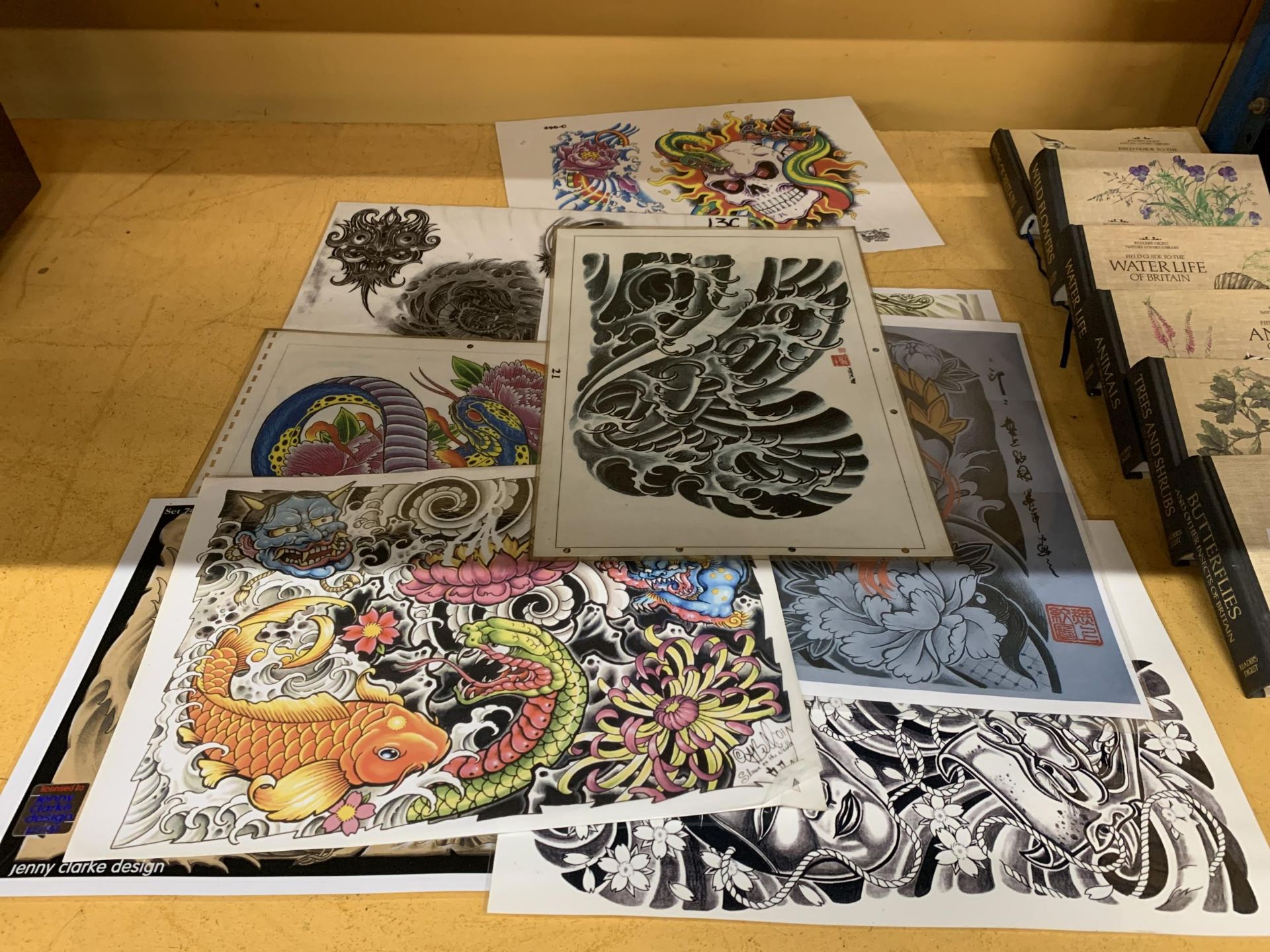 TEN LAMINATED LIMITED EDITION ORIENTAL TATTOO DESIGNS