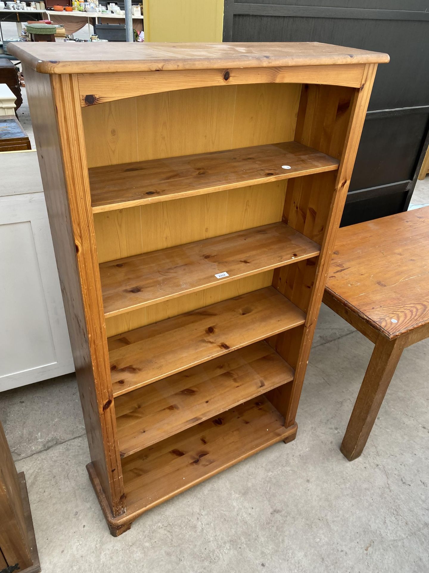 A MODERN PINE FIVE TIER OPEN BOOKCASE, 34" WIDE