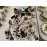 ACOLLECTION OF MINIATURE ITEMS TO INCLUDE FIGURES, ANIMALS, PLATES, JUGS, ETC