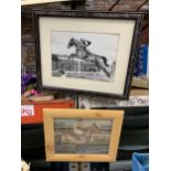 TWO FRAMED PRINTS OF STEEPLECHASING GREATS, PENDIL AND ARKLE