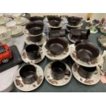 A QUANTITY OF J & G MEAKIN 'MAIDSTONE' POTTERY TEAWARE TO INCLUDE CUPS, SAUCERS, SOUP BOWLS, ETC