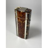 A MID 19TH CENTURY C.1848 TORTOISESHELL BRUSH CASE WITH SILVER TOPPED (NOT MARKED)