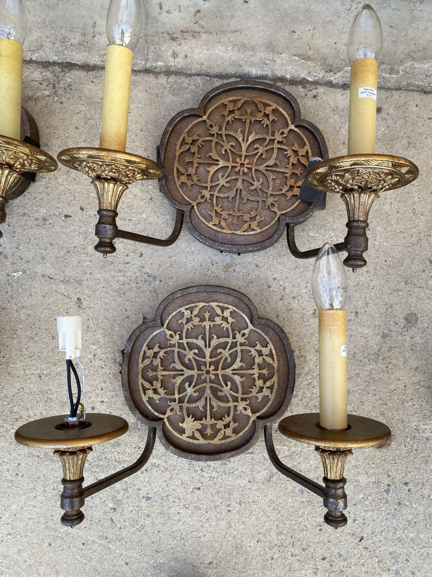 SIX VINTAGE STYLE TWO BRANCH WALL LIGHT FITTINGS - Image 4 of 4