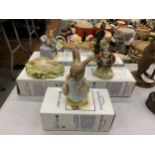 FIVE ROYAL ALBERT BEATRIX POTTER FIGURES TO INCLUDE MRS FLOPSY BUNNY, TIMMY WILLIE SLEEPING,