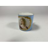 A SEVRES HAND PAINTED PORCELAIN MINIATURE CUP