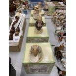 FOUR ROYAL DOULTON BRAMLEY HEDGE FIGURES TO INCLUDE MRS TOADFLAX, DUSTY DOGWOOD, LADY WOODMOUSE