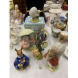 THREE BESWICK BEATRIX POTTER FIGURES TO INCLUDE TIMMY TIPTOES, TOMMY BROCK, LITTLE BLACK RABBIT PLUS