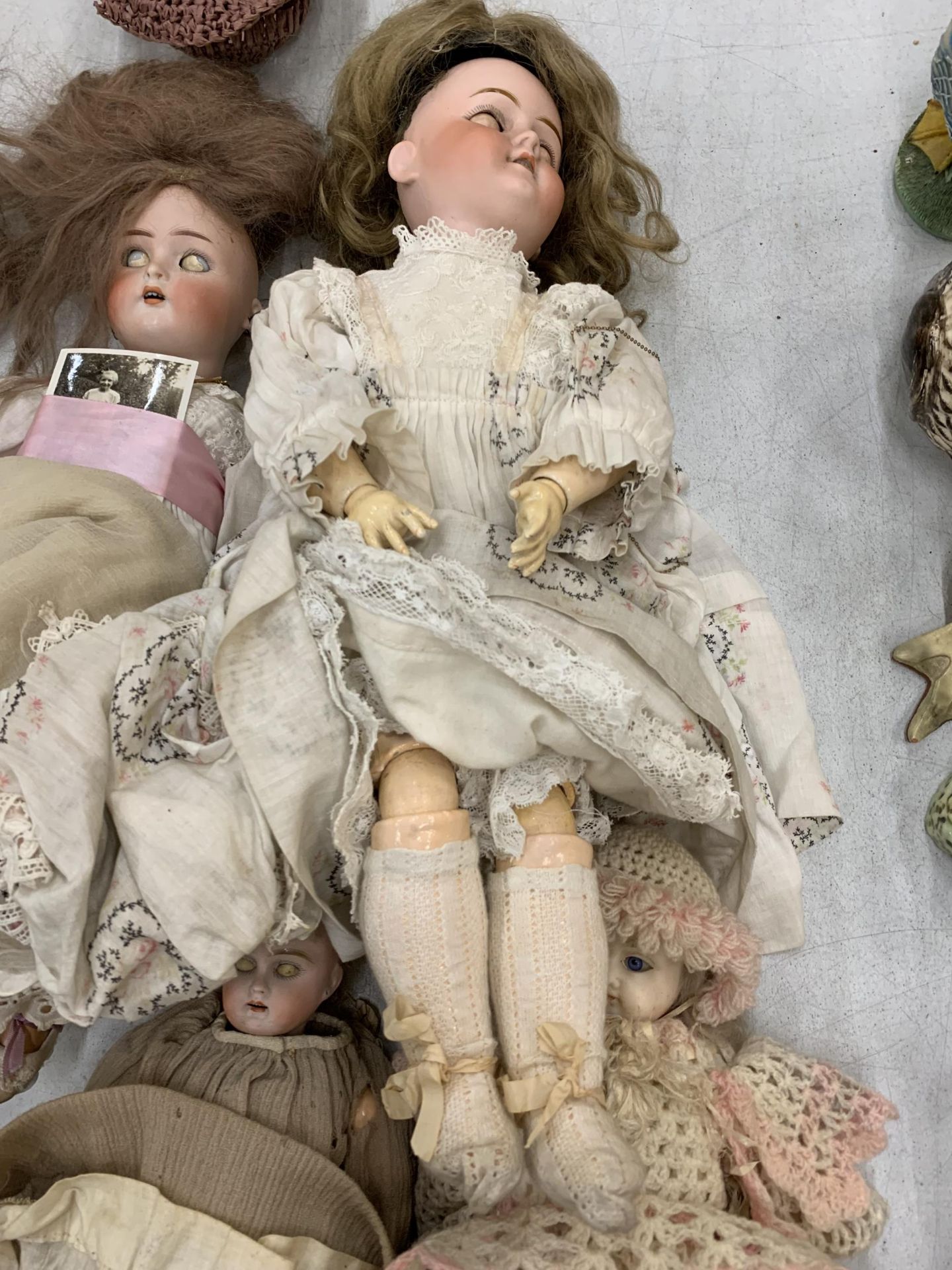FOUR VINTAGE DOLLS, THREE WITH NAMES TO THE BACK OF THE HEADS, ONE WITH A PHOTO DATED AUGUST 1928, - Image 7 of 7