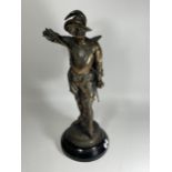 A LARGE SPELTER MODEL OF A CAVALIER SWORDSMAN, HEIGHT 54CM