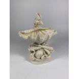 A BELLEEK 1ST PERIOD (1863-1891) GARGOYLE SHELL BOWL (TAIL & WINGS A/F), HEIGHT 18CM