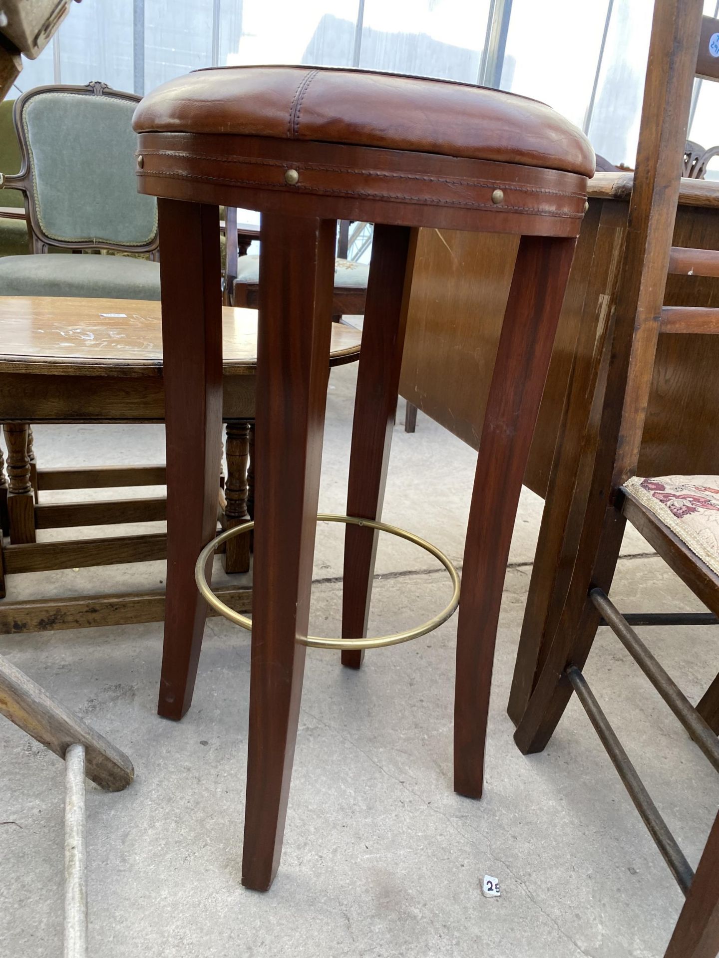 A 'NICKY CORNELL' BAR STOOL WITH LEATHER TOP - Image 2 of 2