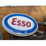 AN ILLUMINATED DOUBLE SIDED ESSO WALL HANGING SIGN