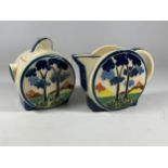 A MOORLAND POTTERY ART DECO STYLE SUGAR BOWL AND CREAM JUG