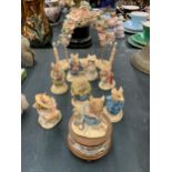 A COLLECTION OF BORDER FINE ARTS FIGURES TO INCLUDE LADY WOODMOUSE, WILFRED, BRIDE AND GROOM, ETC