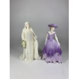 TWO COALPORT FIGURES - QUEEN ELIZABETH COMMEMORATIVE WEDDING FIGURE, LIMITED EDITION & LADIES OF