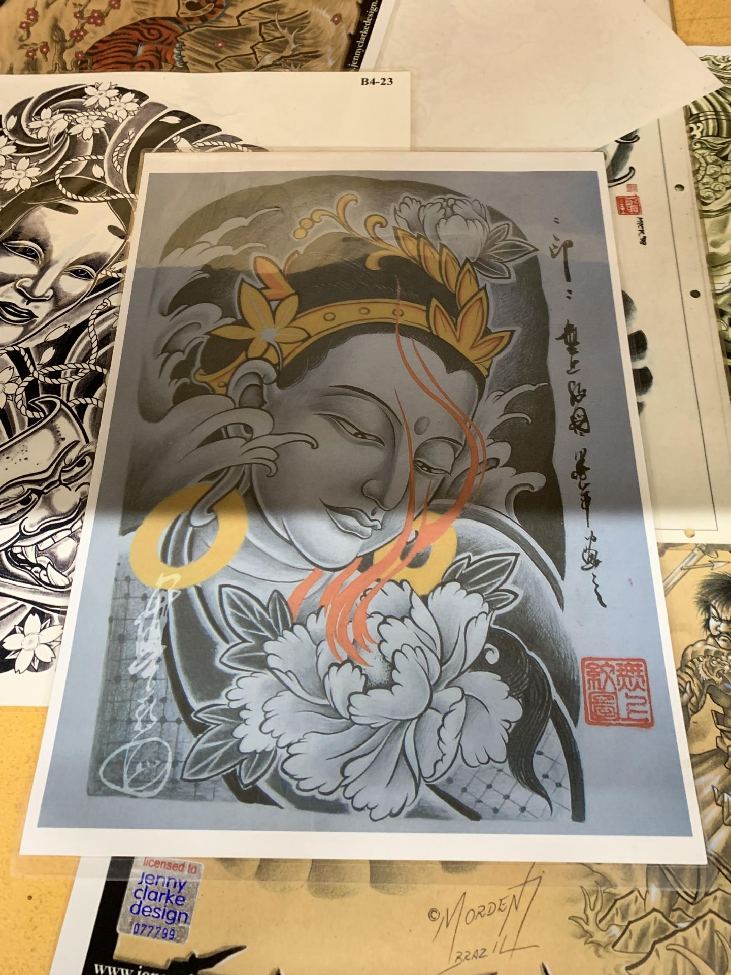 TEN LAMINATED LIMITED EDITION ORIENTAL TATTOO DESIGNS - Image 4 of 5