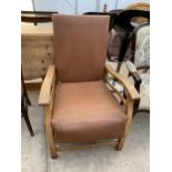 A 1950'S BEECH RECLINING CHAIR