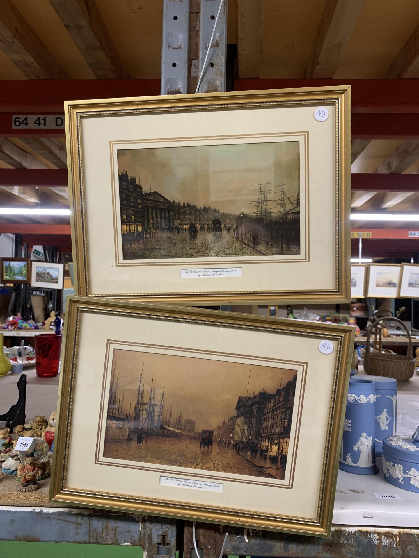 TWO FRAMED PRINTS 'THE OLD CUSTOM HOUSE LOOKING SOUTH, LIVERPOOL' AND THE OLD CUSTOM HOUSE LOOKING