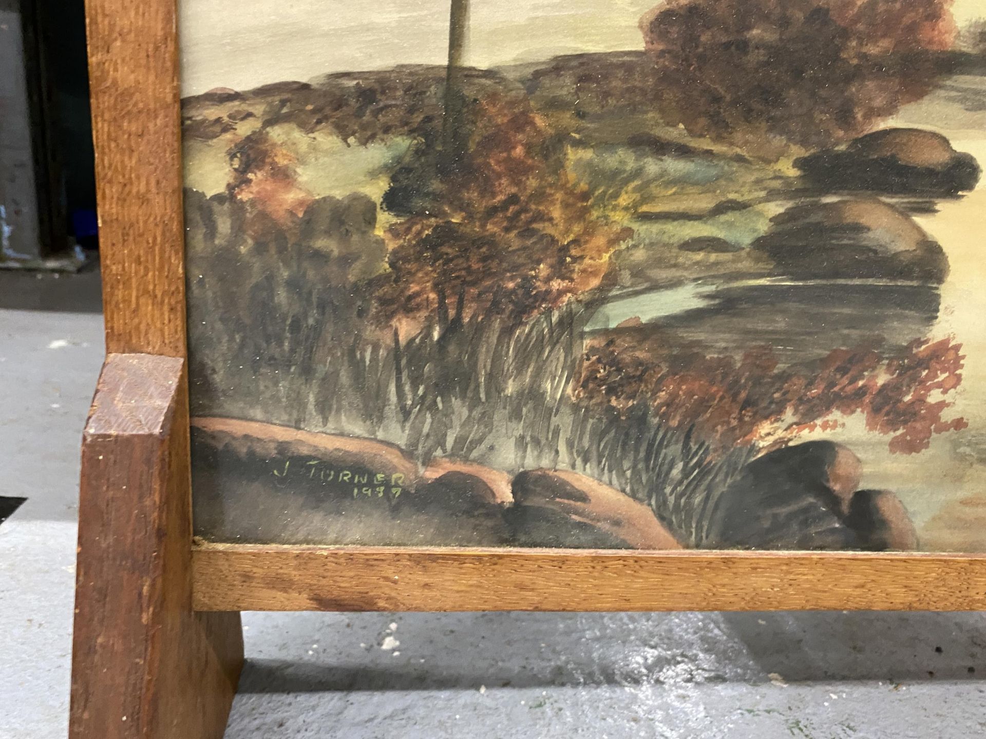 A VINTAGE OAK FRAMED J.TURNER FIRE SCREEN - Image 2 of 2