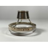 A VICTORIAN SILVER AND GLASS MATCH HOLDER, HALLMARKS FOR BIRMINGHAM, 1898