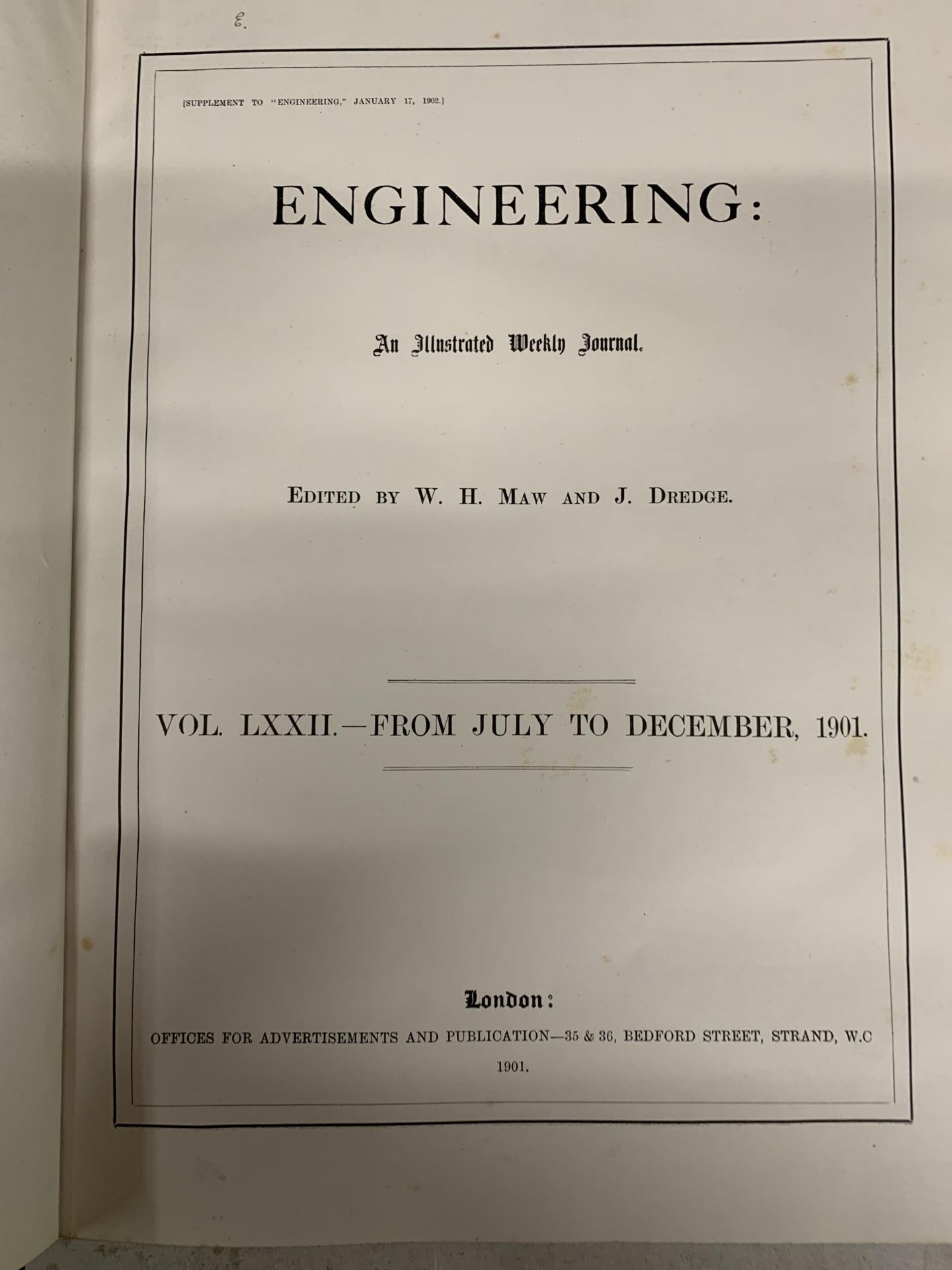 TWO LARGE HARDBACK VOLUMES OF 'ENGINEERING 1901' VOLUME 1 AND VOLUME 2 - Image 3 of 4