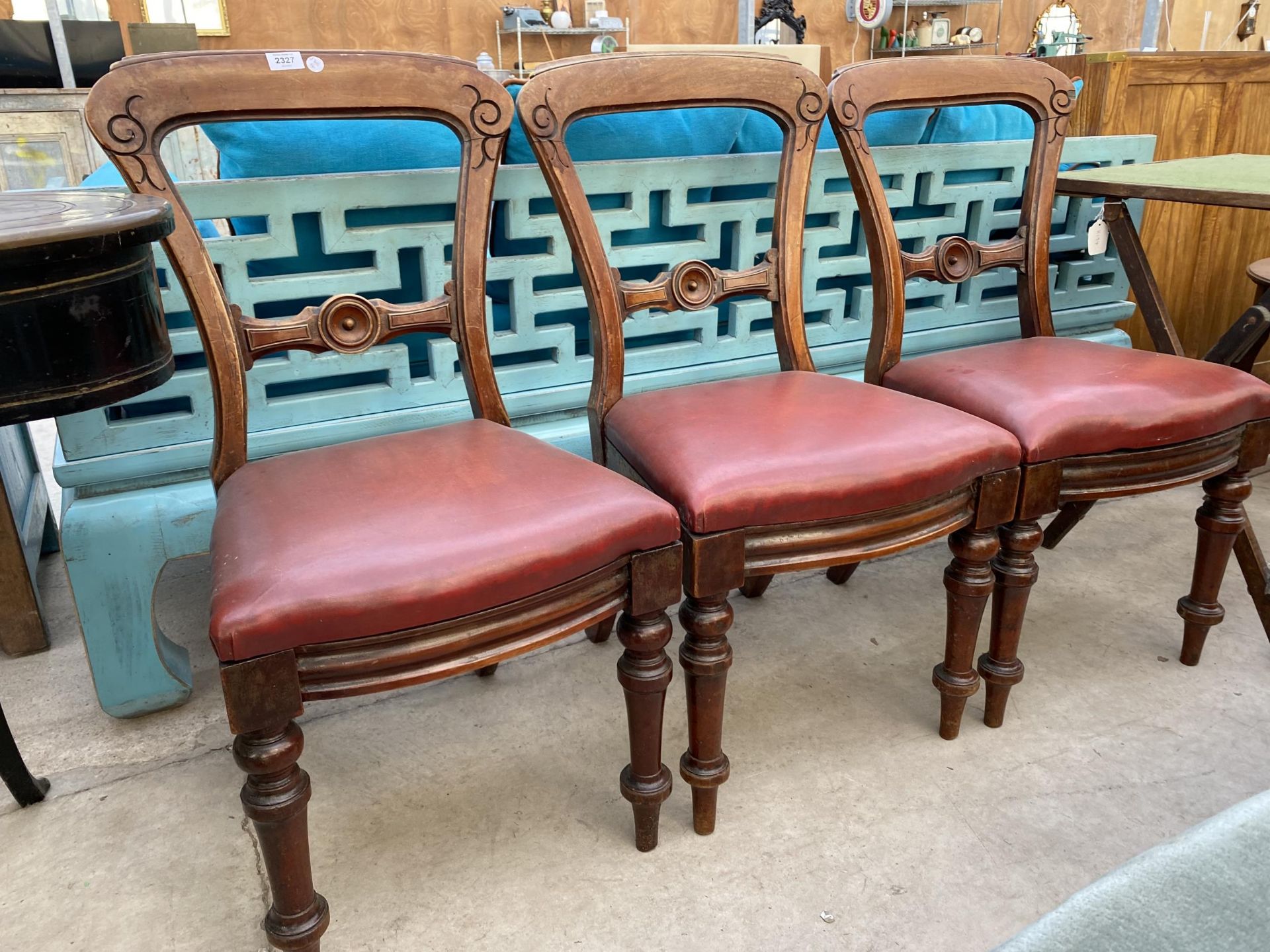 THREE VICTORIAN MAHOGANY DINING CHAIRS - Image 2 of 3