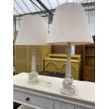 A PAIR MODERN PAINTED TABLE LAMPS COMPLETE WITH SHADE, N.B. MATCHING LOT 2447