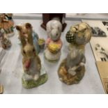 FIVE BESWICK BEATRIX POTTER FIGURES TO INCLUDE DIGGORY DIGGORY DELVERT, FIERCE BAD RABBIT, MR