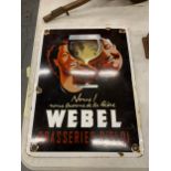 AN ENAMEL WEBEL BRASSERIES SIGN 37.5CM X 28CM