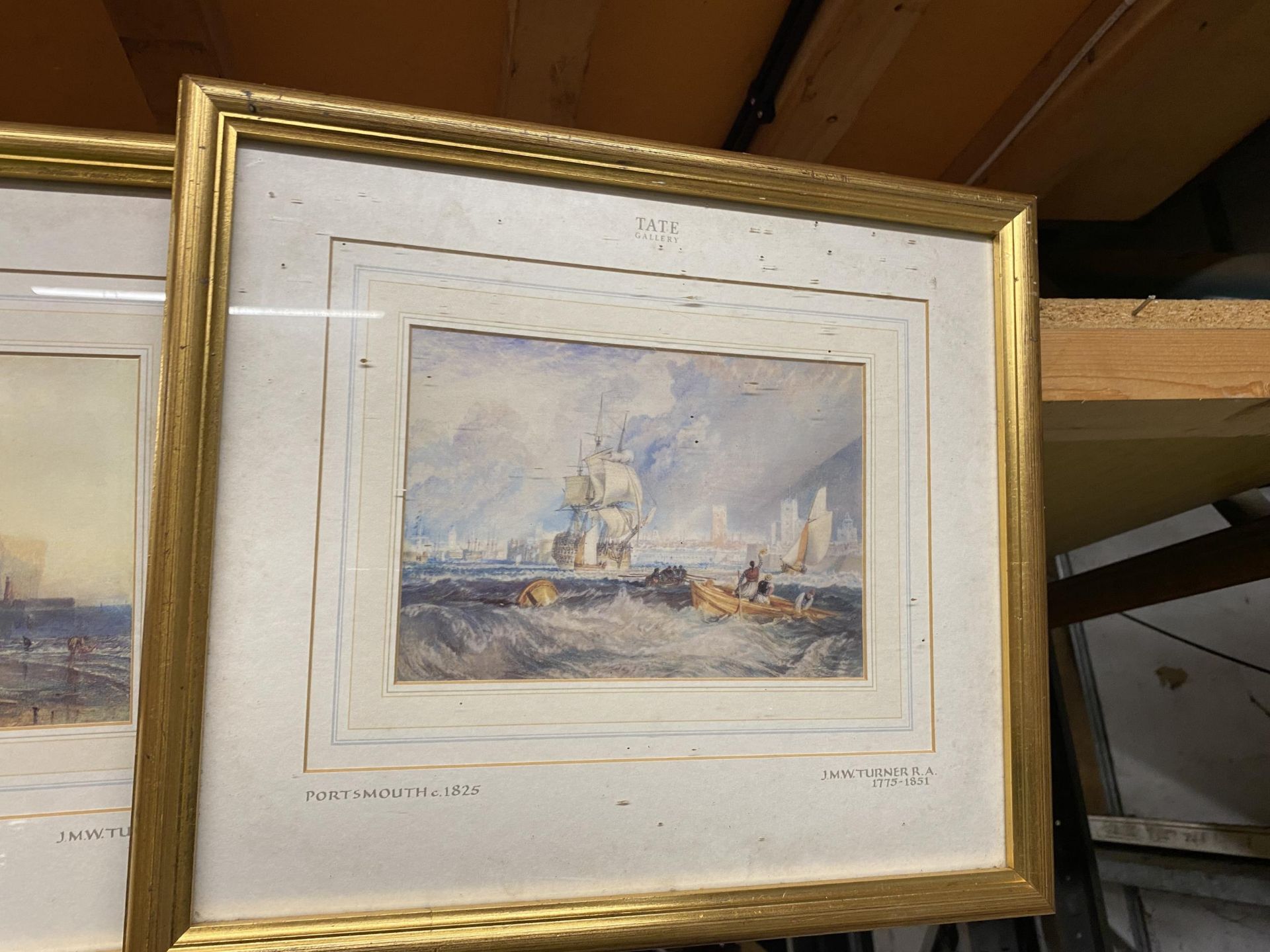 THREE FRAMED J. M. W. TURNER PRINTS - WHITBY C 1825, SCARBOROUGH C 1825 AND PORTSMOUTH C 1825 - Image 3 of 3