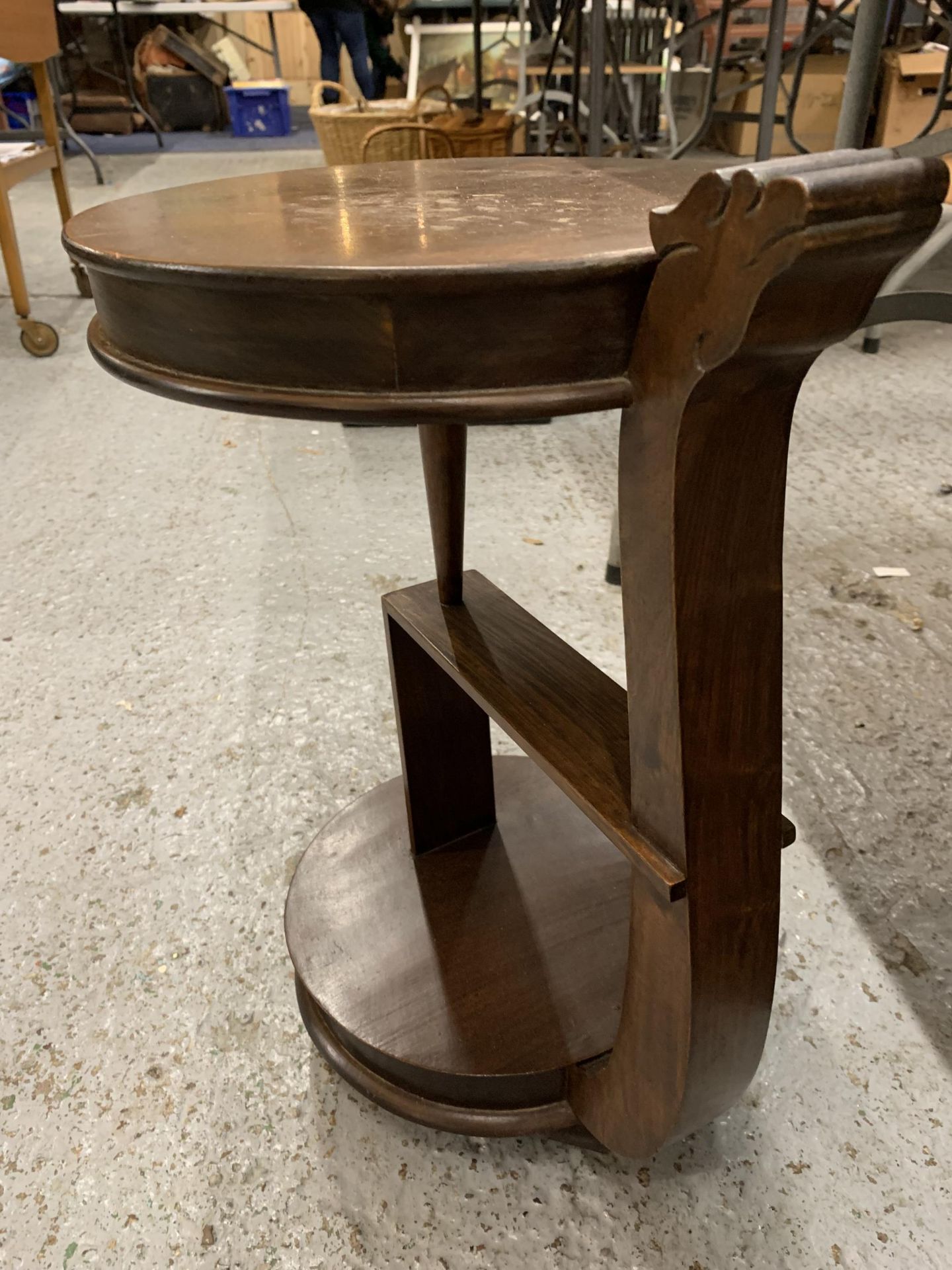 AN ART DECO MAHOGANY CIRCULAR TABLE WITH DRAWER HEIGHT 49.5CM - Image 3 of 3