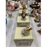 FOUR ROYAL DOULTON BRAMLEY HEDGE FIGURES TO INCLUDE PRIMROSE WOODMOUSE, DUSTY DOGWOOD, LORD