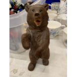 A VINTAGE BLACK FOREST FIGURE OF A BEAR - FOOT A/F